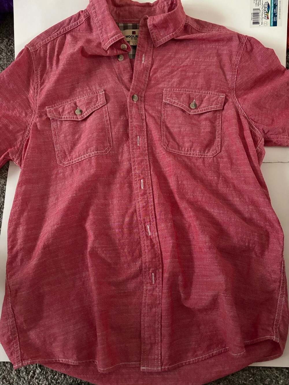 Woolrich Men's Red Short Sleeve Button Up Casual Shirt Size Medium